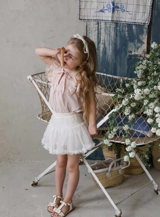 [K-Premium] Ribbon Ruffle Blouse