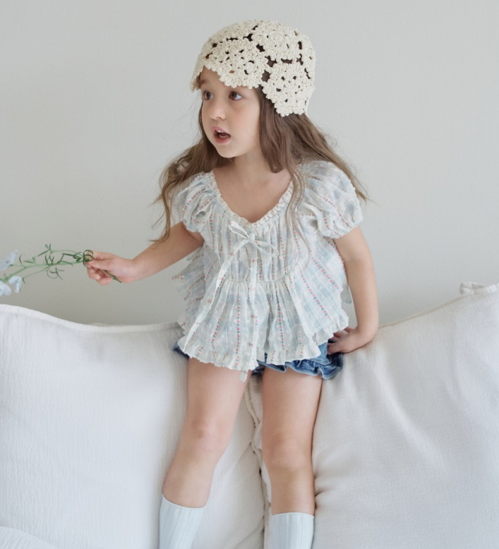 [K-Premium] Floral Ribbon Lace Blouse