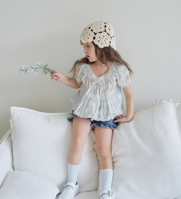 [K-Premium] Floral Ribbon Lace Blouse