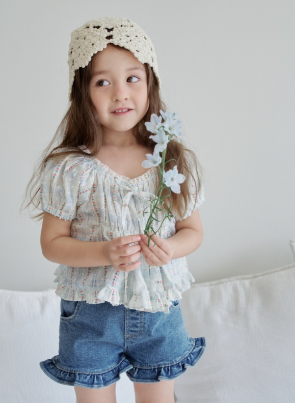 [K-Premium] Floral Ribbon Lace Blouse