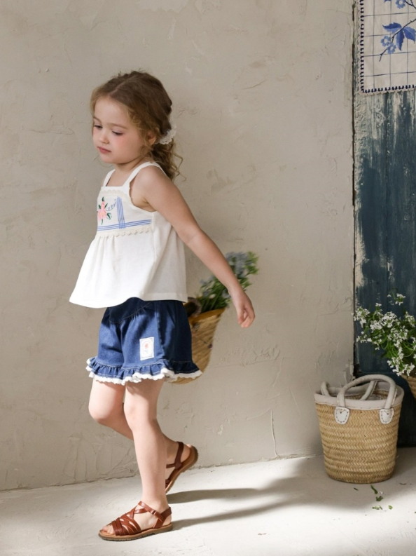 [K-Premium] Rose Flare Denim Shorts