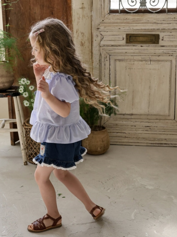 [K-Premium] Rose Flare Denim Shorts
