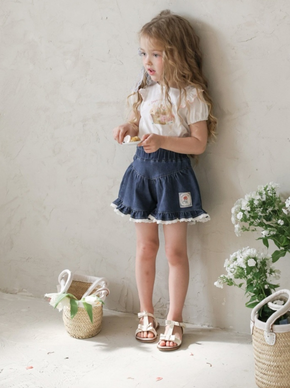 [K-Premium] Rose Flare Denim Shorts