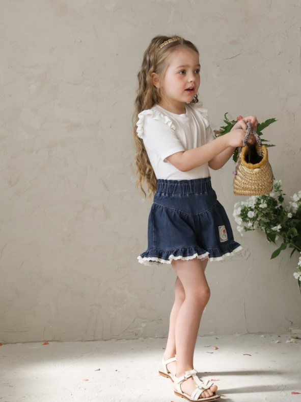 [K-Premium] Rose Flare Denim Shorts
