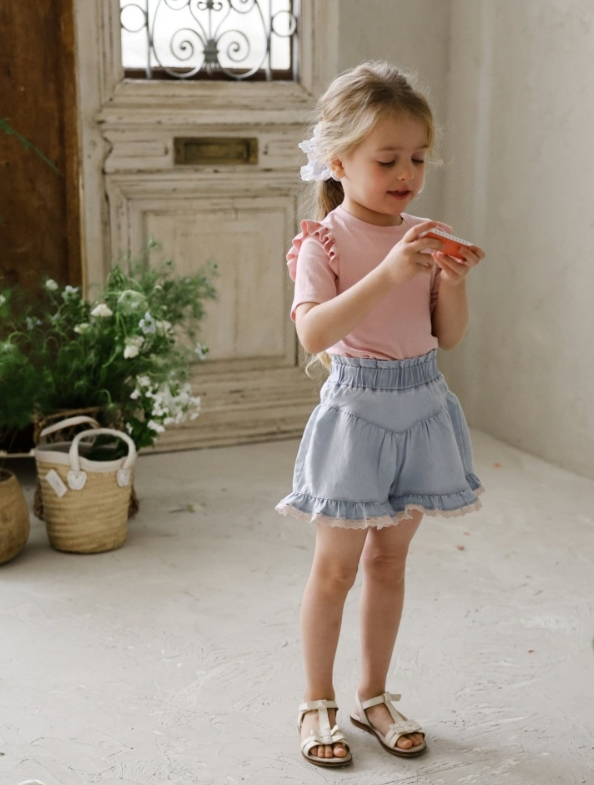 [K-Premium] Rose Flare Denim Shorts