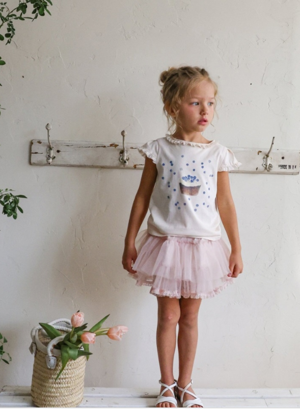 [K-Premium] Blueberry Ruffle Point T-Shirt