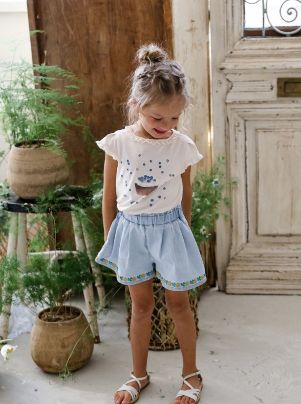 [K-Premium] Blueberry Ruffle Point T-Shirt