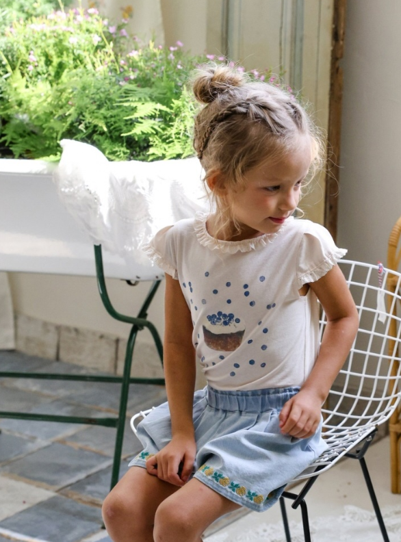 [K-Premium] Blueberry Ruffle Point T-Shirt